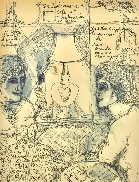 Two lesbians in a cafe at Montmartre in Paris