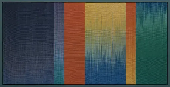 Indigo Orange Stripe Diptych
