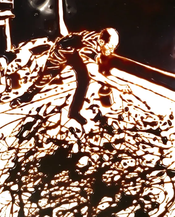 Vik Muniz, pictures of chocolate: action photo, after hans namuth