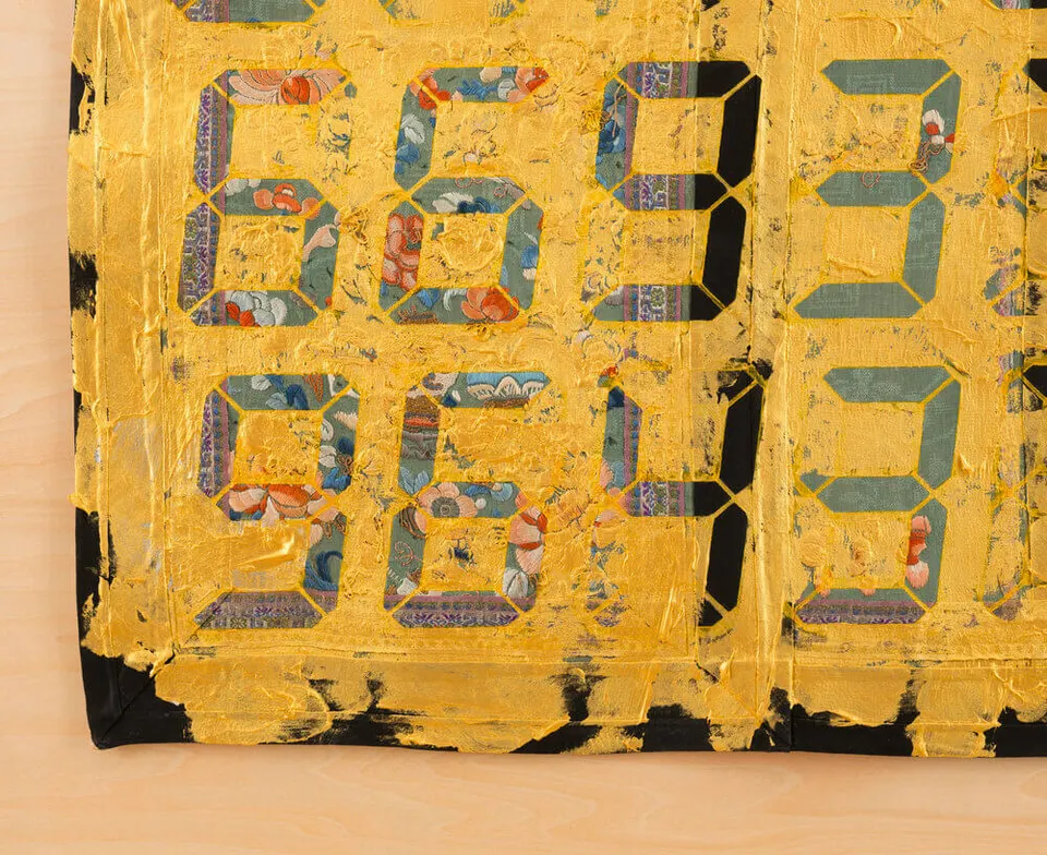 Tatsuo Miyajima, Counter Painting on Chinese dress - Gold