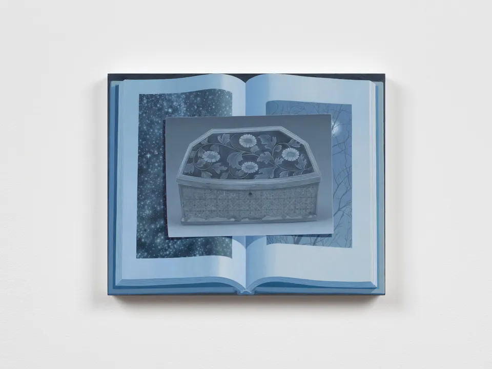 Olivia Jia, Olivia Jia Night reading (ceramic pillow with night sky, and moon through the trees)