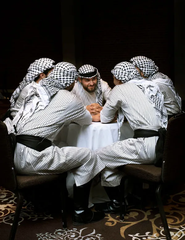Farah Al Qasimi, Members of Mawtini Dance Troupe Meeting Before Performance at a Wedding