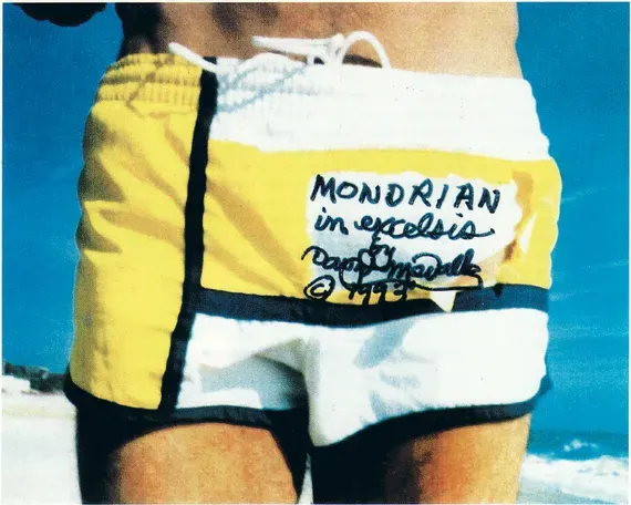 Mondrian Fanclub (david Medalla & Adam Nankervis), “MONDRIAN IN EXCELSIS”, A live event by Adam Nankervis and David medalla, Fire Island, New York, 1993