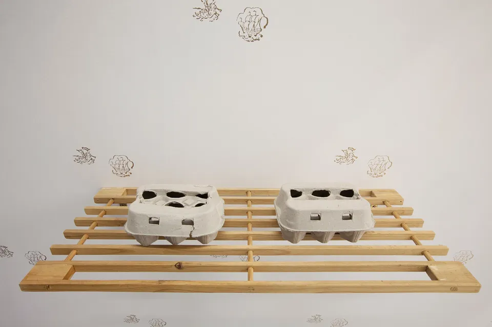 Runo Lagomarsino, Two Eggs Cartons (More Delicate Than the Historian’s are the Map-makers Colours