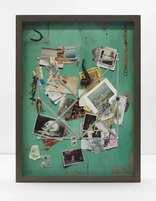Vik Muniz, Handmade: Letter rack (Acqua and grey ribbon)