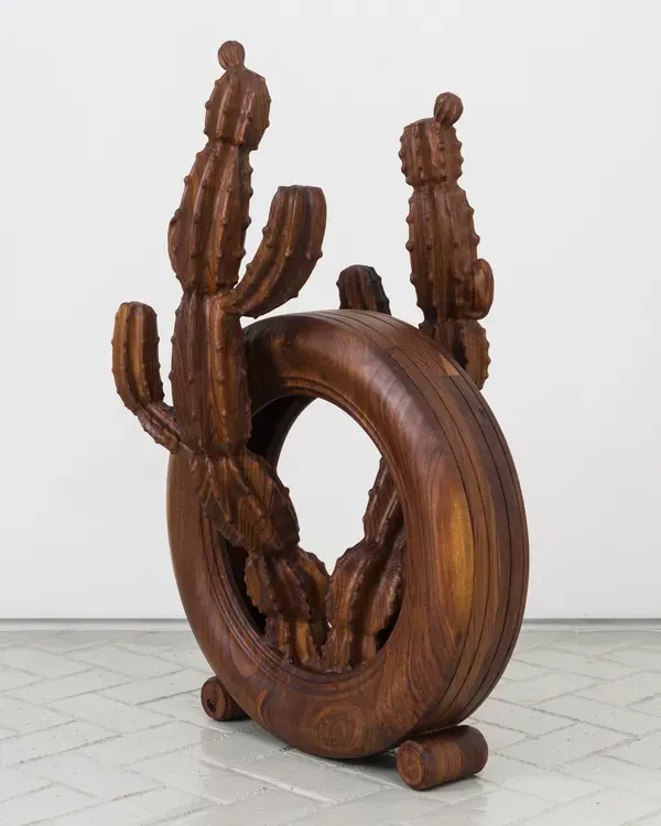 Vincent Pocsik, Tire with San Pedro Cactus and Cans