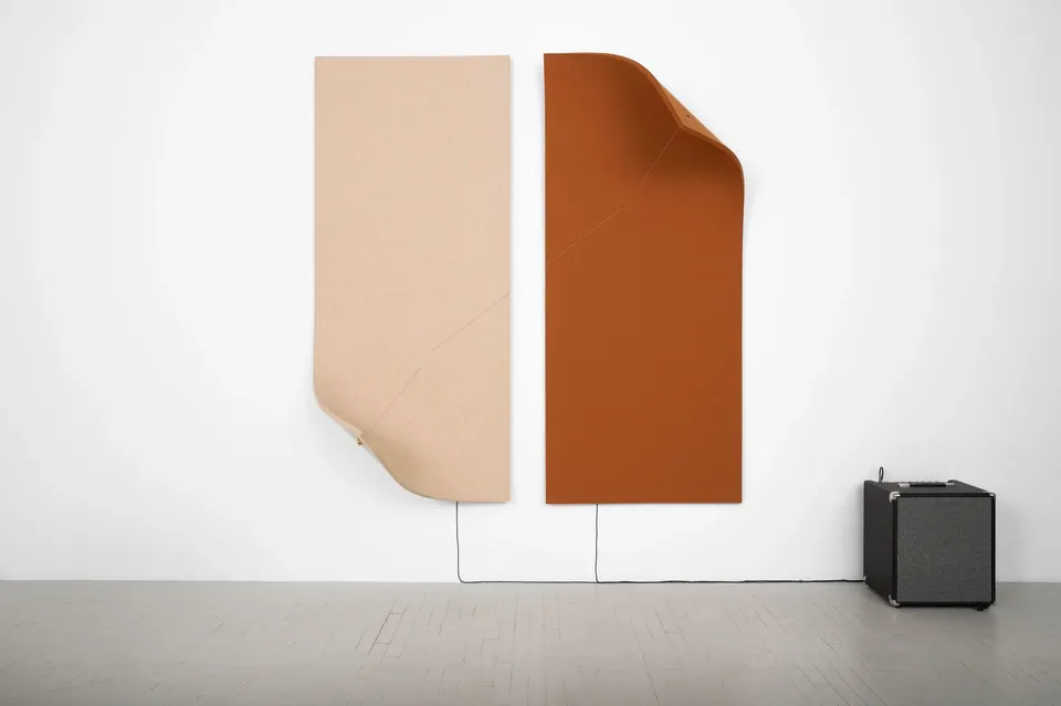 Naama Tsabar, Work on Felt Stringed Diptych (Variation 1) Sandstone and Copper
