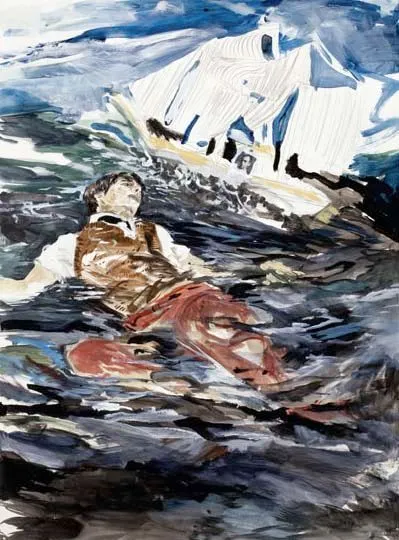 Hernan Bas, Floating in the Dead Sea with Ghost Ship Pirated by Hedi Slimane