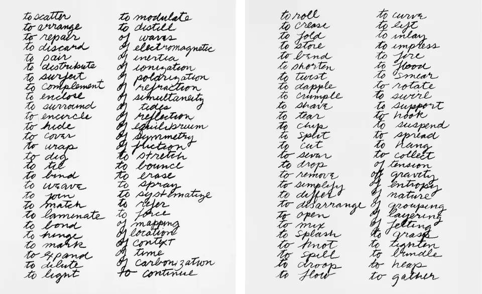 Richard Serra, Richard Serra Verb List