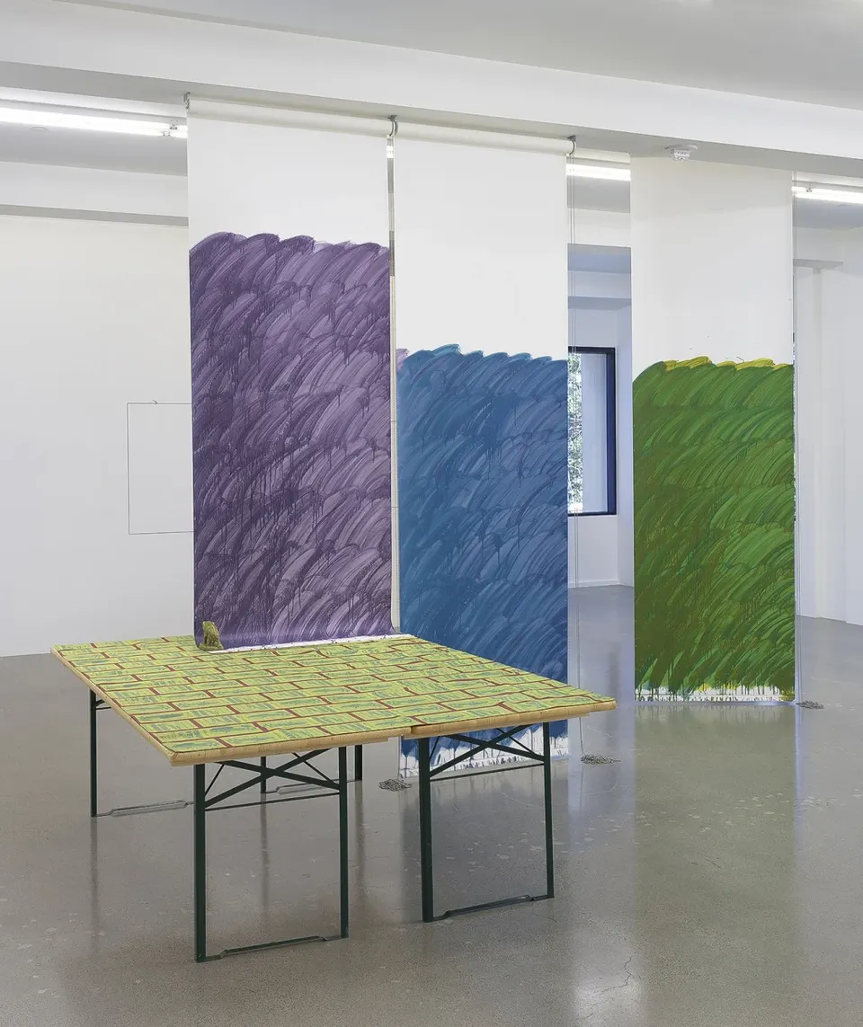 Stephen Prina, Blind No. 28, Twenty-five-foot Ceiling or Lower, PANTONE® 7666CP/PANTONE® 7666CP, PANTONE® 7666CP/PANTONE® 5405CP, PANTONE® 625CP/PANTONE® 5757CP