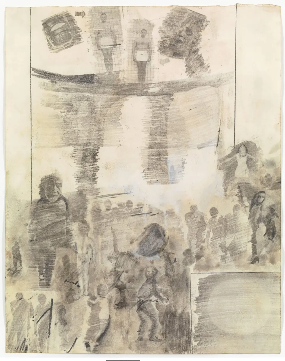 ROBERT RAUSCHENBERG, Canto XX: Circle Eight, Bolgia 4, The Fortune Tellers and Diviners, from the series Thirty-Four Illustrations for Dante’s Inferno