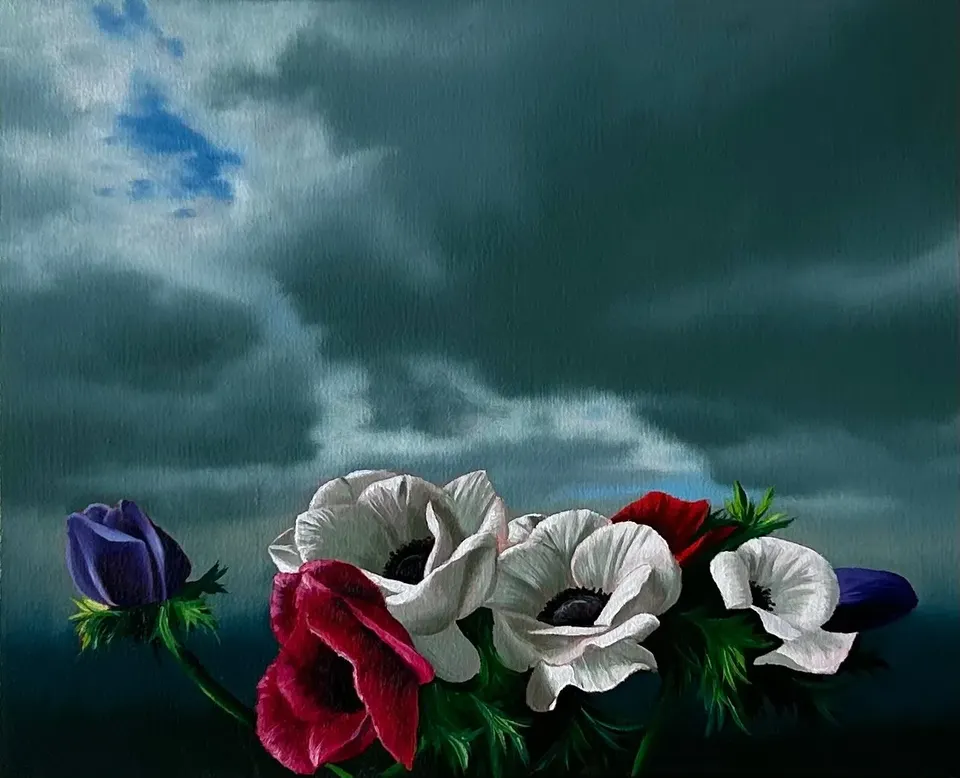 Bruce Cohen, Anemones and Cloudy Sky