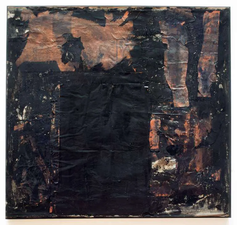 ROBERT RAUSCHENBERG, Untitled [black painting with portal form]