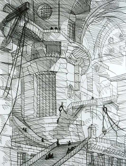 Vik Muniz, piranesi series: carcere iii, the round tower