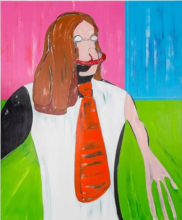 Nicola Tyson, Self-Portrait: Red Tie