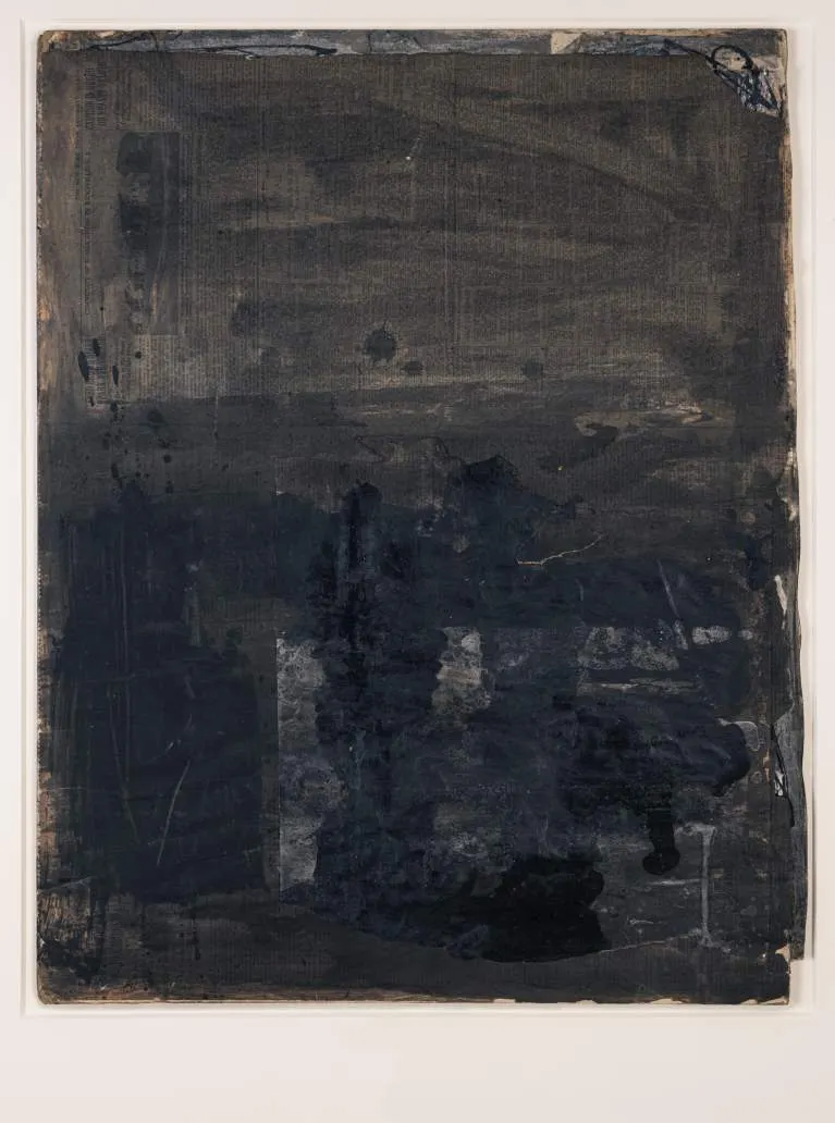 ROBERT RAUSCHENBERG, Untitled [black painting on paper]
