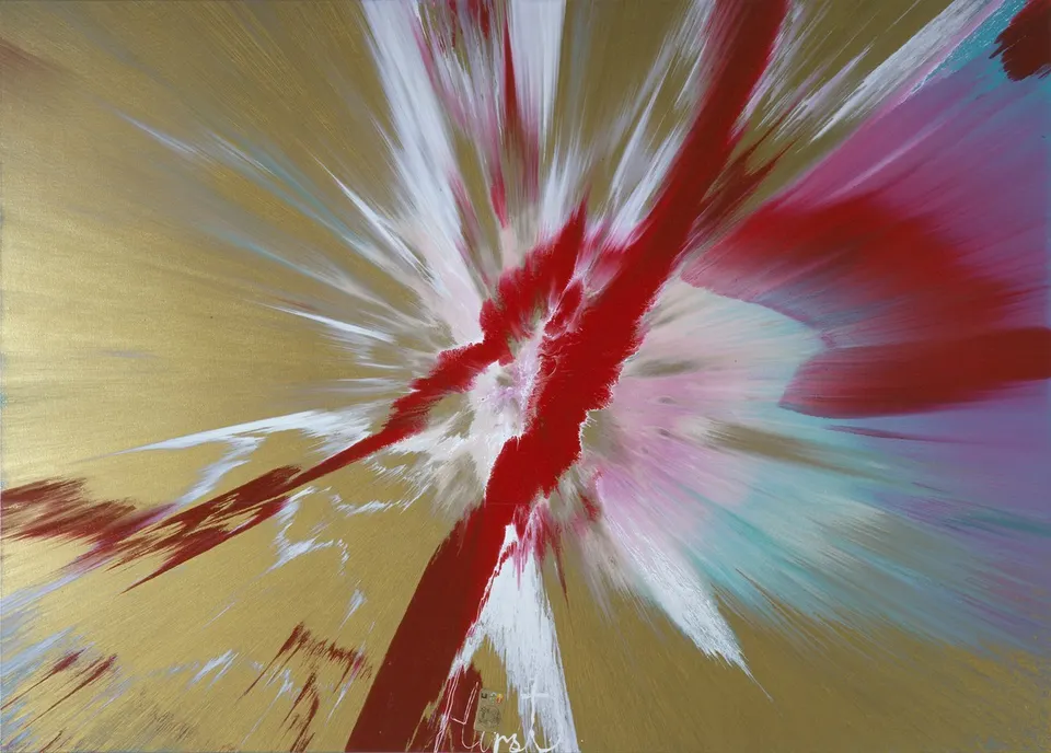 Damien Hirst, Beautiful Bleeding Wound Over the Materialism of Money Painting