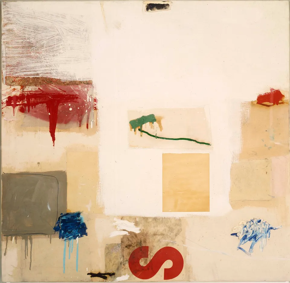 ROBERT RAUSCHENBERG, Painting with Red Letter S