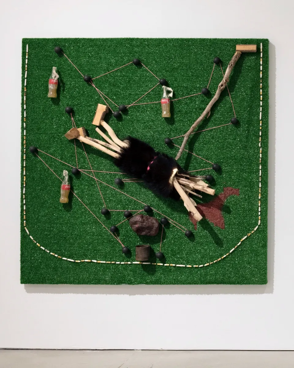 Joseph Tisiga, The Benevolence of Nomadic Ancestors: 3 Masks, 3 Maps, 2 Camps (Map 3 of 3)