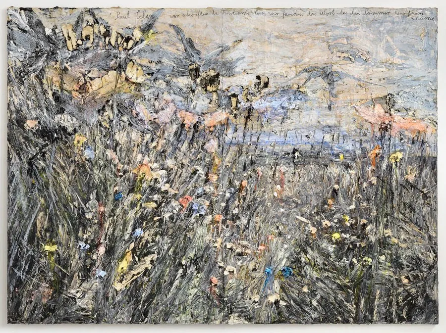 Anselm Kiefer, Paul Celan: wir schöpften die Finsternis leer, wir fanden das wort, das den Sommer heraufkam: Blume; (We scooped the darkness empty, we found the word that ascended summer: flower)
