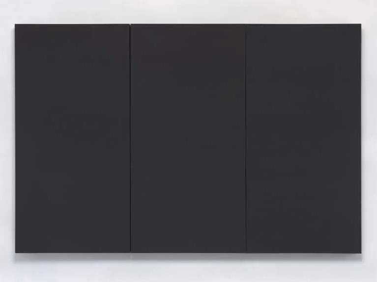 ROBERT RAUSCHENBERG, Untitled [three panel matte black painting]
