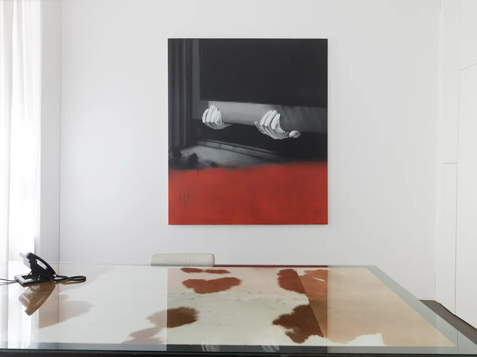 Sayre Gomez, „Thief Painting in Black and White and Red Oxide“