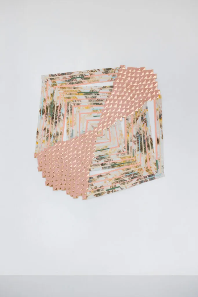 Regina Durante Jestrow, Pieced Landscape 64 (Coral Log Cabin)