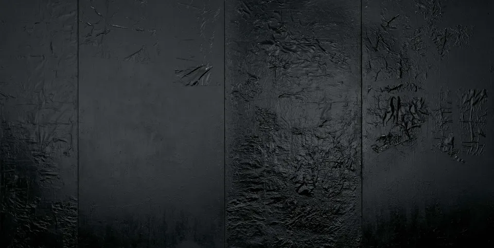 ROBERT RAUSCHENBERG, Untitled [four panel glossy black painting]