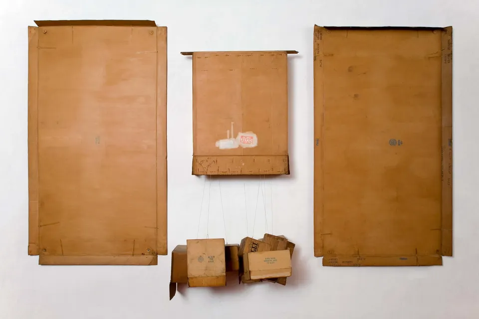 ROBERT RAUSCHENBERG, Gun Tackers / Skin Pack / Brushes / I.T.T. / Glass (Cardboard)