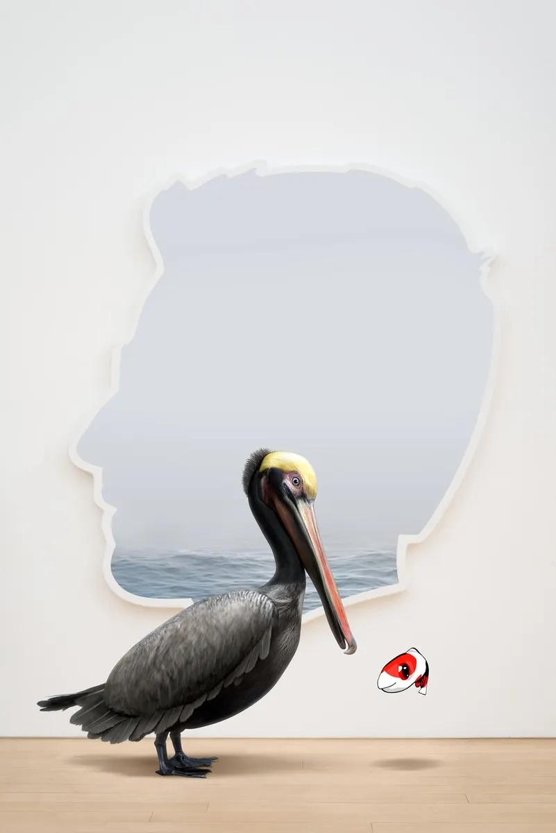 Alex Israel, Self-Portrait (Pelican with Fish)