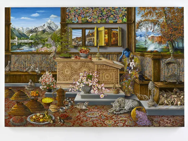 Raqib Shaw, Self Portrait in the Study at Peckham (After Vincenzo Catena) Kashmir Version