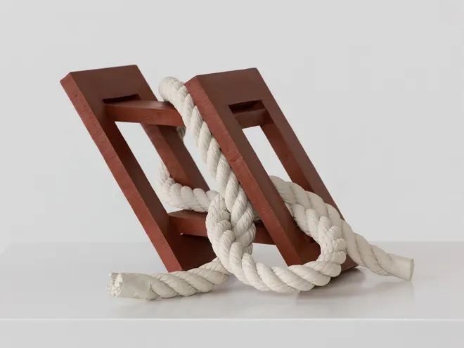 Ricky Swallow, Skewed Open Structure with Rope # 1 (brick red)