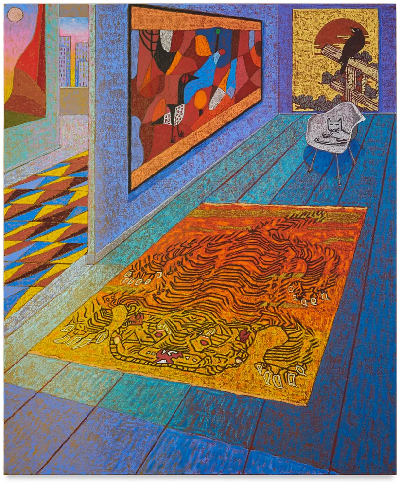 JJ Manford, Interior with Tibetan Rug & Paul Klee Tapestry