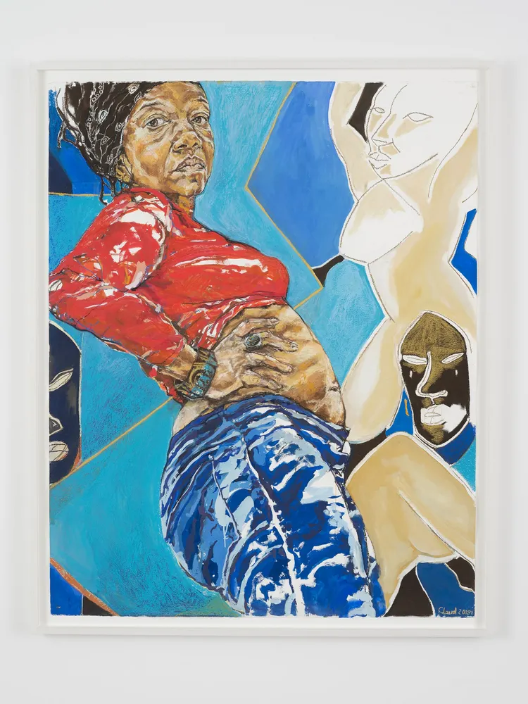Claudette Johnson, Standing Figure with African Masks