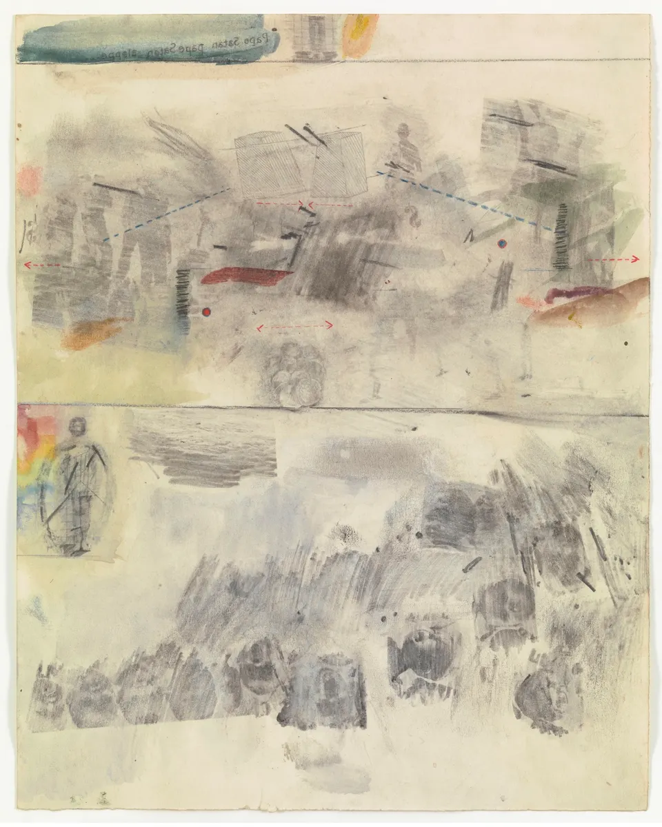 ROBERT RAUSCHENBERG, Canto VII: Circle Four, The Hoarders and The Wasters; Circle Five, The Wrathful and The Sullen, from the series Thirty-Four Illustrations for Dante’s Inferno