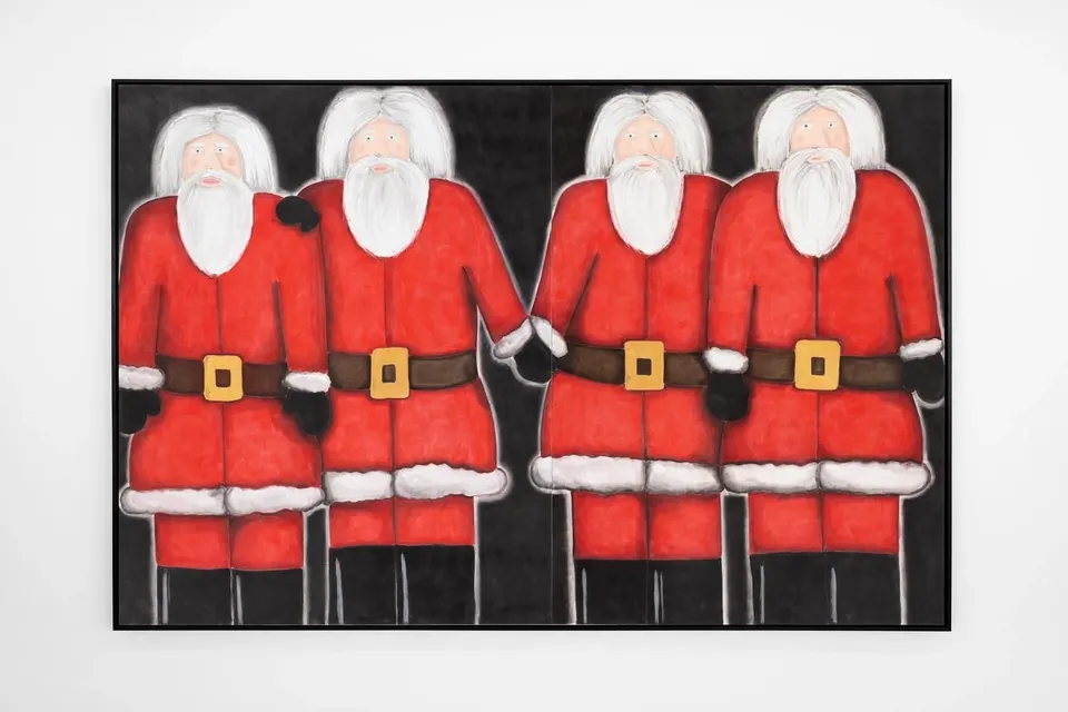 Andrew Sim, PORTRAIT OF FOUR SANTAS HOLDING HANDS