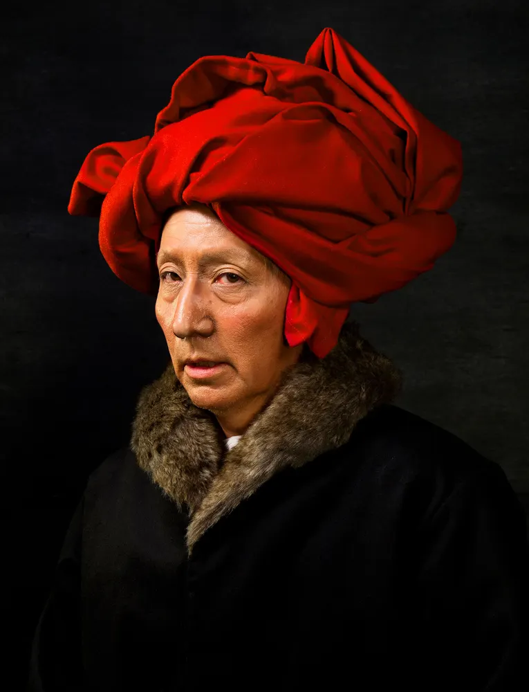 Yasumasa Morimura, Self-Portraits through Art History (Van Eyck in a Red Turban)