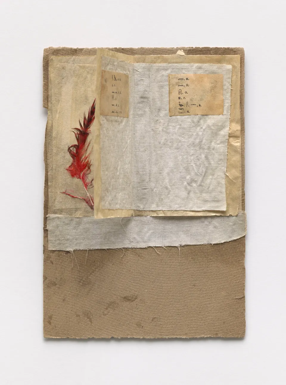 ROBERT RAUSCHENBERG, Untitled [pictographs and feathers]