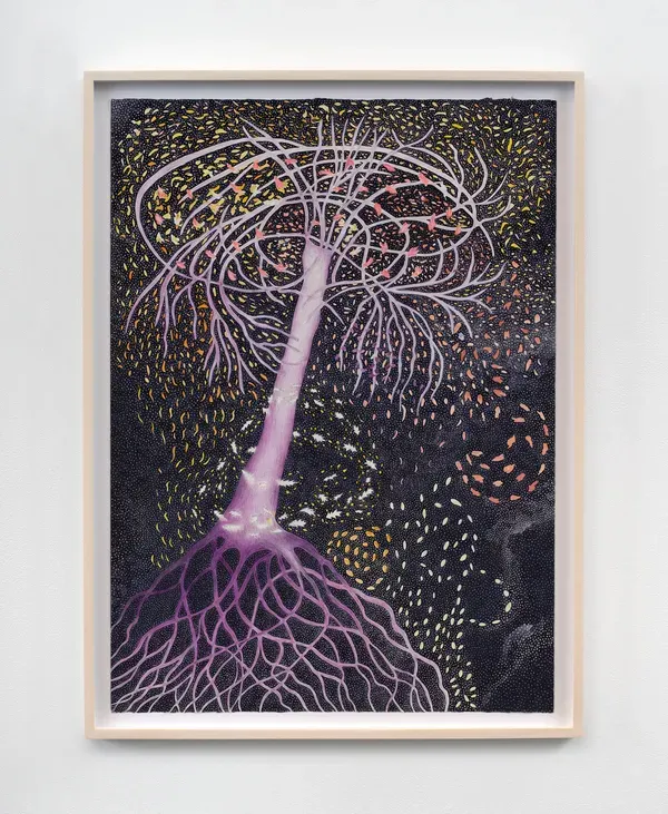 Ann Leda Shapiro, Purple Tree in Wind (Rooted Tree)