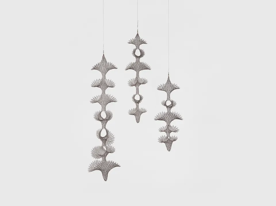 Ruth Asawa, Untitled (S.633(a-c), Trio of Hanging Reversible, Open-Window Form Sculptures)
