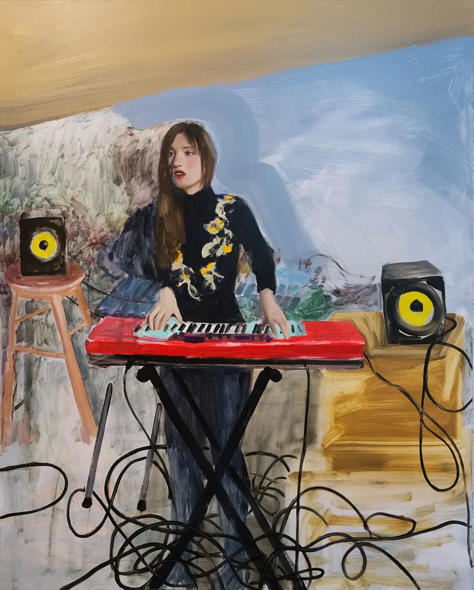 Jenna Gribbon, Annie Hart, mother of two, in her basement preparing for a show