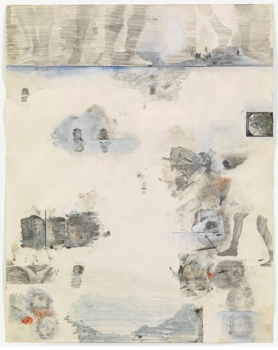 ROBERT RAUSCHENBERG, Canto XXXII: Circle Nine, Cocytus, Compound Fraud: Round 1, Caina, Treacherous to Kin; Round 2, Antenora, Treacherous to Country, from the series Thirty-Four Illustrations for Dante’s Inferno