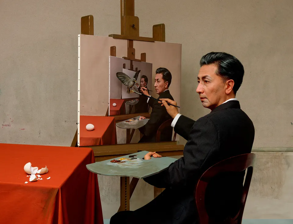 Yasumasa Morimura, Self-Portraits through Art History (Magritte / Triple Personality)
