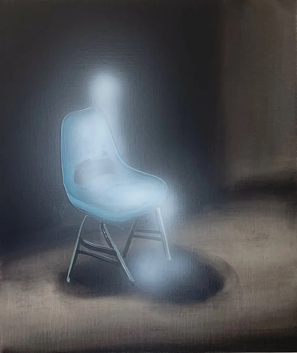 Tala Madani, Tala Madani Ghost Sitter (blue chair)