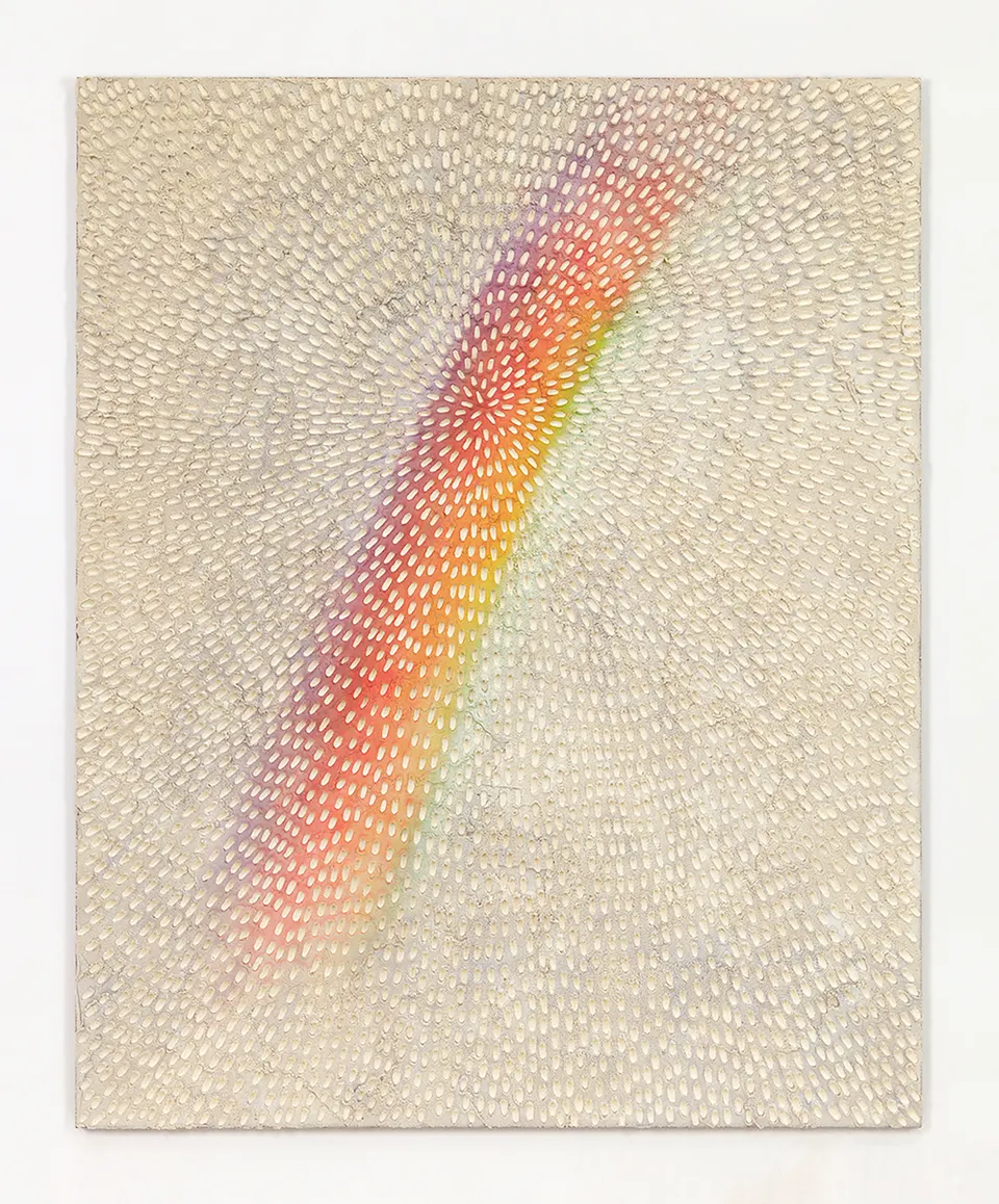 Jennifer Guidi, White Rainbow A (Painted White Sand SF #3F, Natural Ground, White and Rainbow)