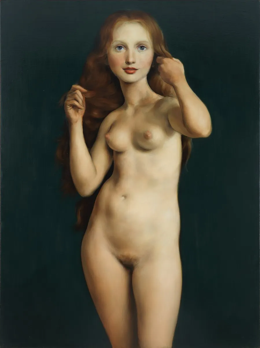 John Currin, John Currin Nude with Raised Arms