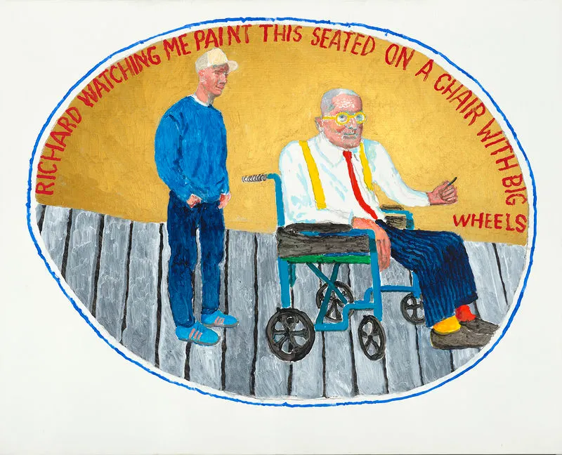 DAVID HOCKNEY, Richard Watching Me Paint This Seated on a Chair with Big Wheels, September 2025