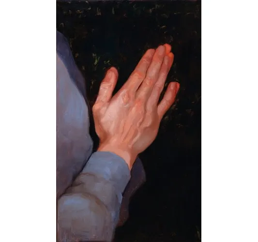 German Tellez, Praying hands #4 (gray sweater)