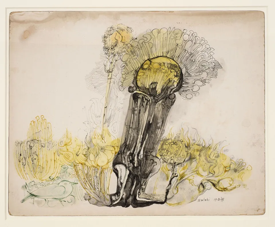 Ibrahim El-Salahi, Untitled - yellow tree