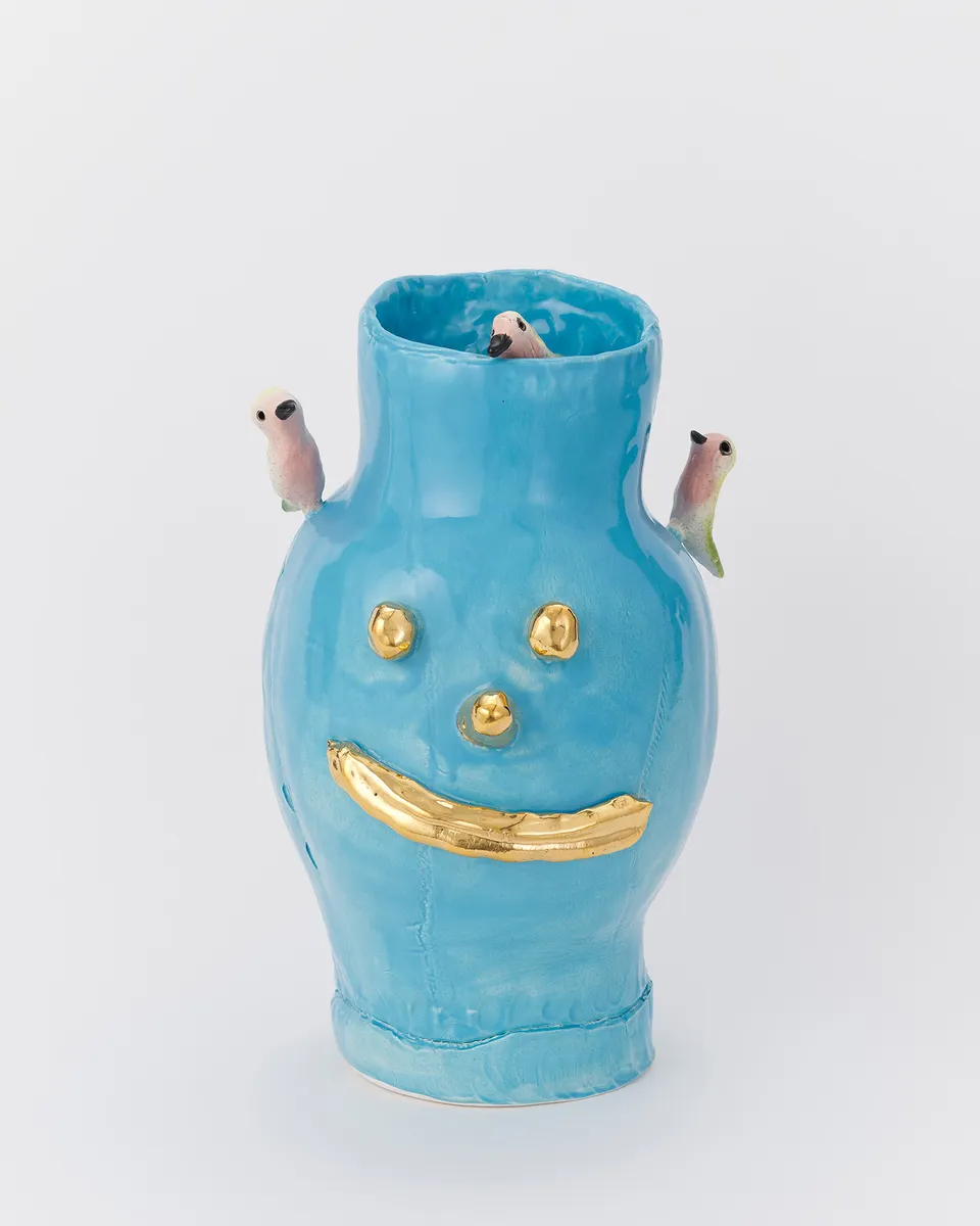 Dan McCarthy, Blue Gold FacePot, 3 Birds